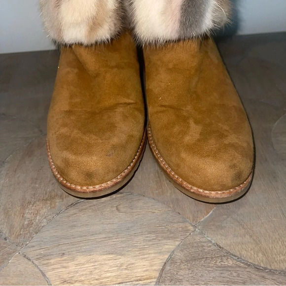 Stuart Weitzman Blizzard Genuine Mink and Suede Boots Cottagecore Prarie Sz 5.5 - Picture 8 of 11